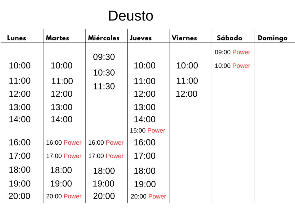 Horarios Pilates Deusto