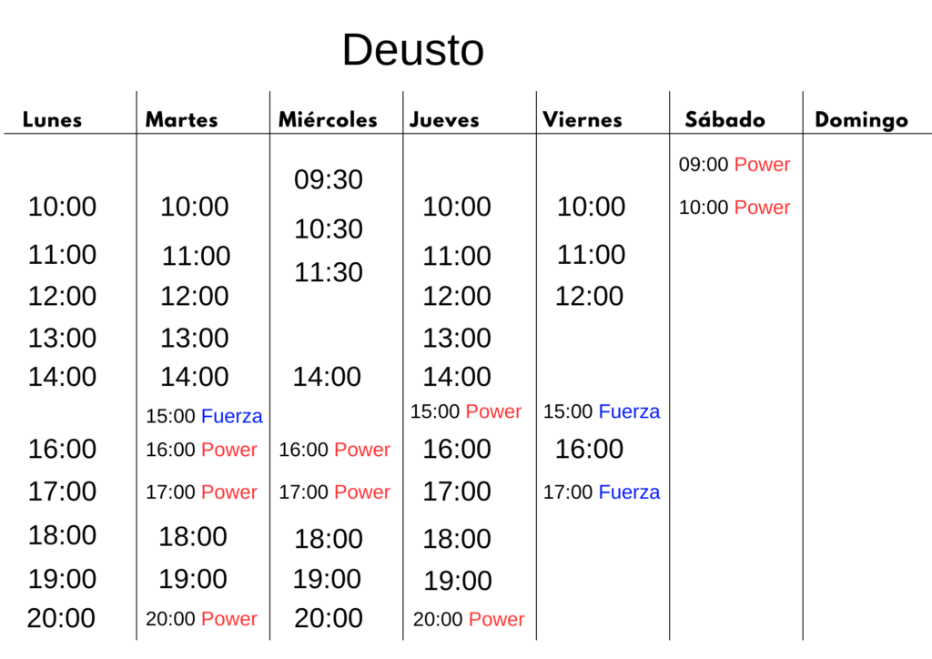 Deusto horarios